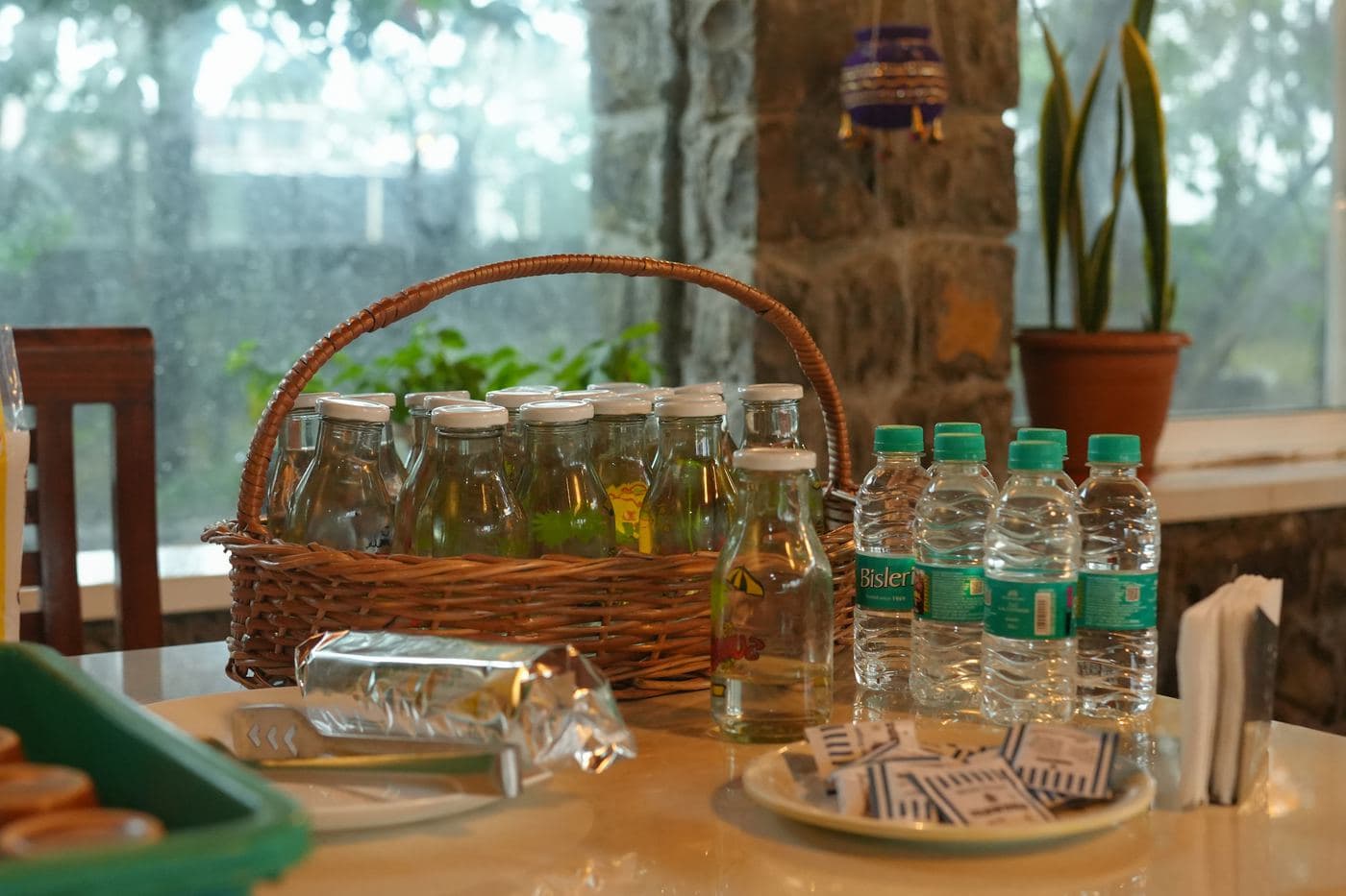 Complimentary mineral water on the table