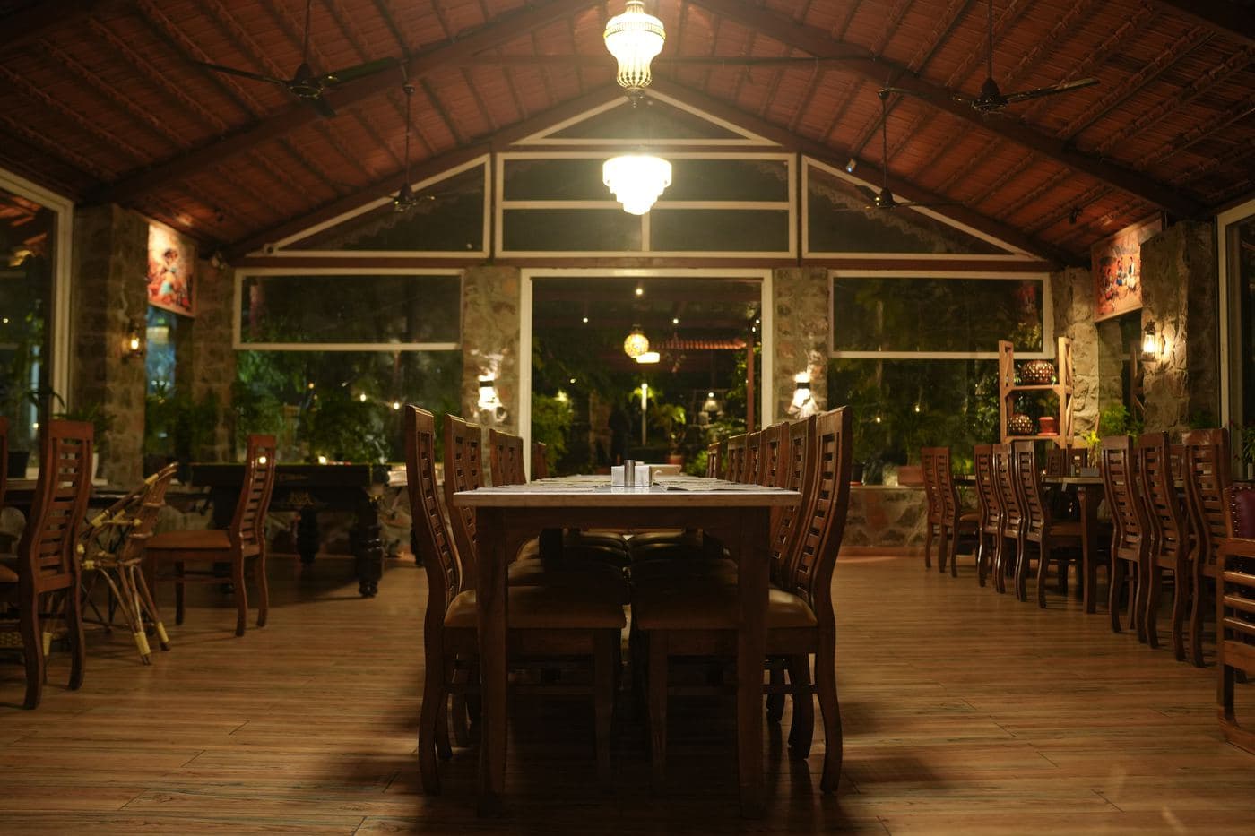 Dining hall with valley-facing windows
