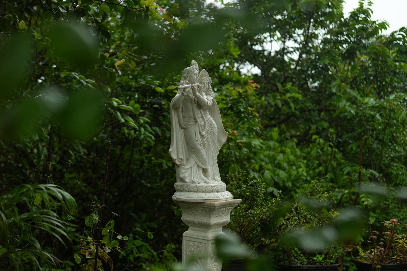 Sculpture among the monsoon greenery