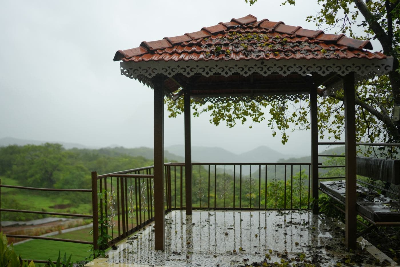 Garden gazebo overlooking the valley